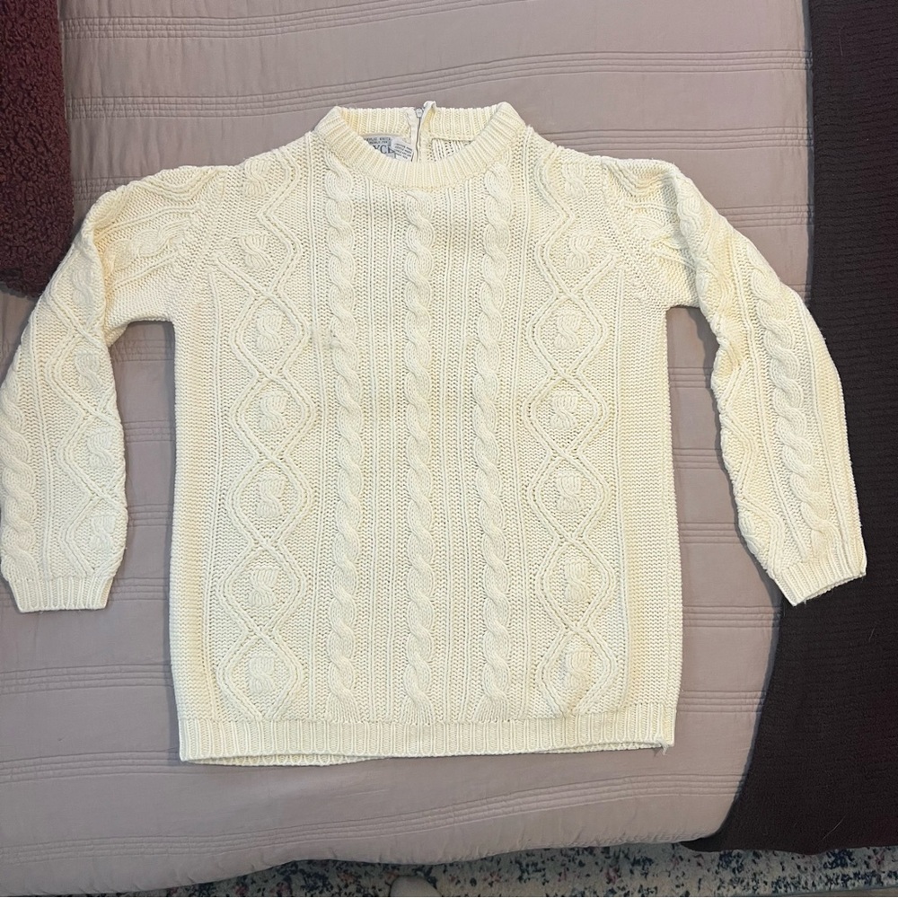 Expressly for Joyce Cream Knit Sweater Vintage 80s Prep Gilmore - Picture 4 of 5